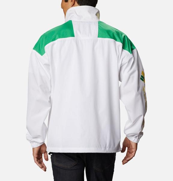 Columbia Collegiate Windbreaker White Green Yellow For Men's NZ98312 New Zealand